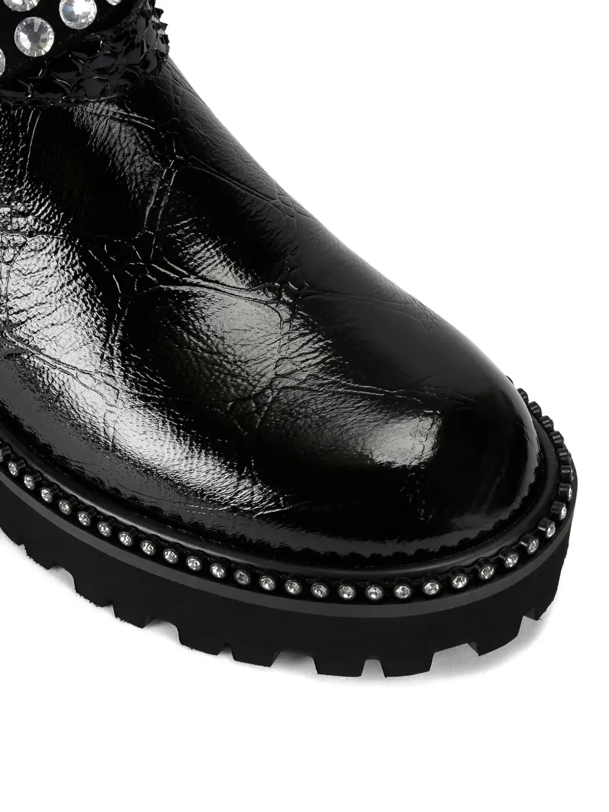Kurt Geiger London クリスタル装飾のマルチストラップ バイカーブーツ ブラック - 画像5