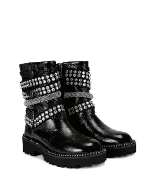Kurt Geiger London クリスタル装飾のマルチストラップ バイカーブーツ ブラック - サムネイル3