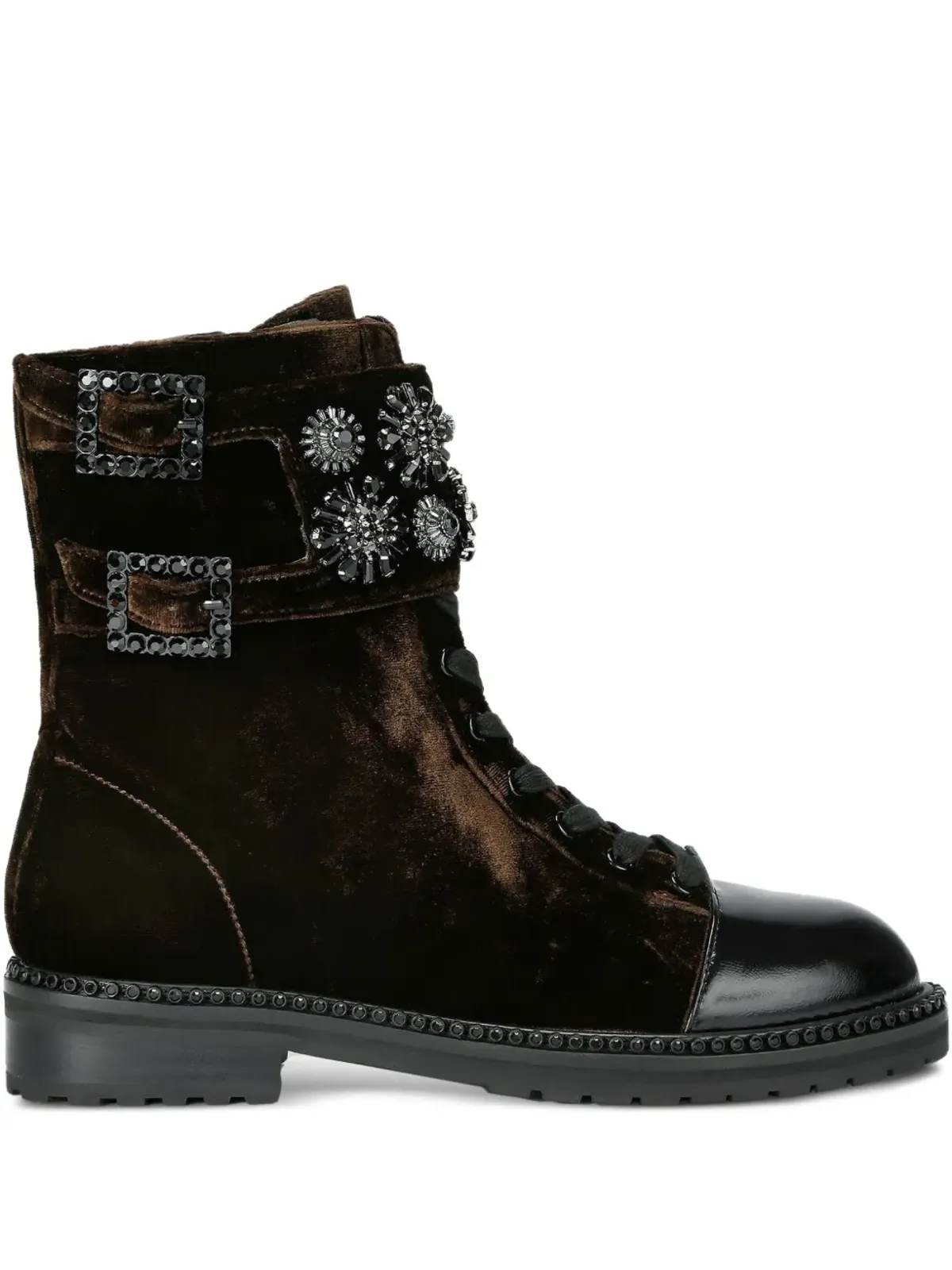 Kurt Geiger London ストゥープ クリスタルフローラル バックル付き コンバットブーツ - 画像1