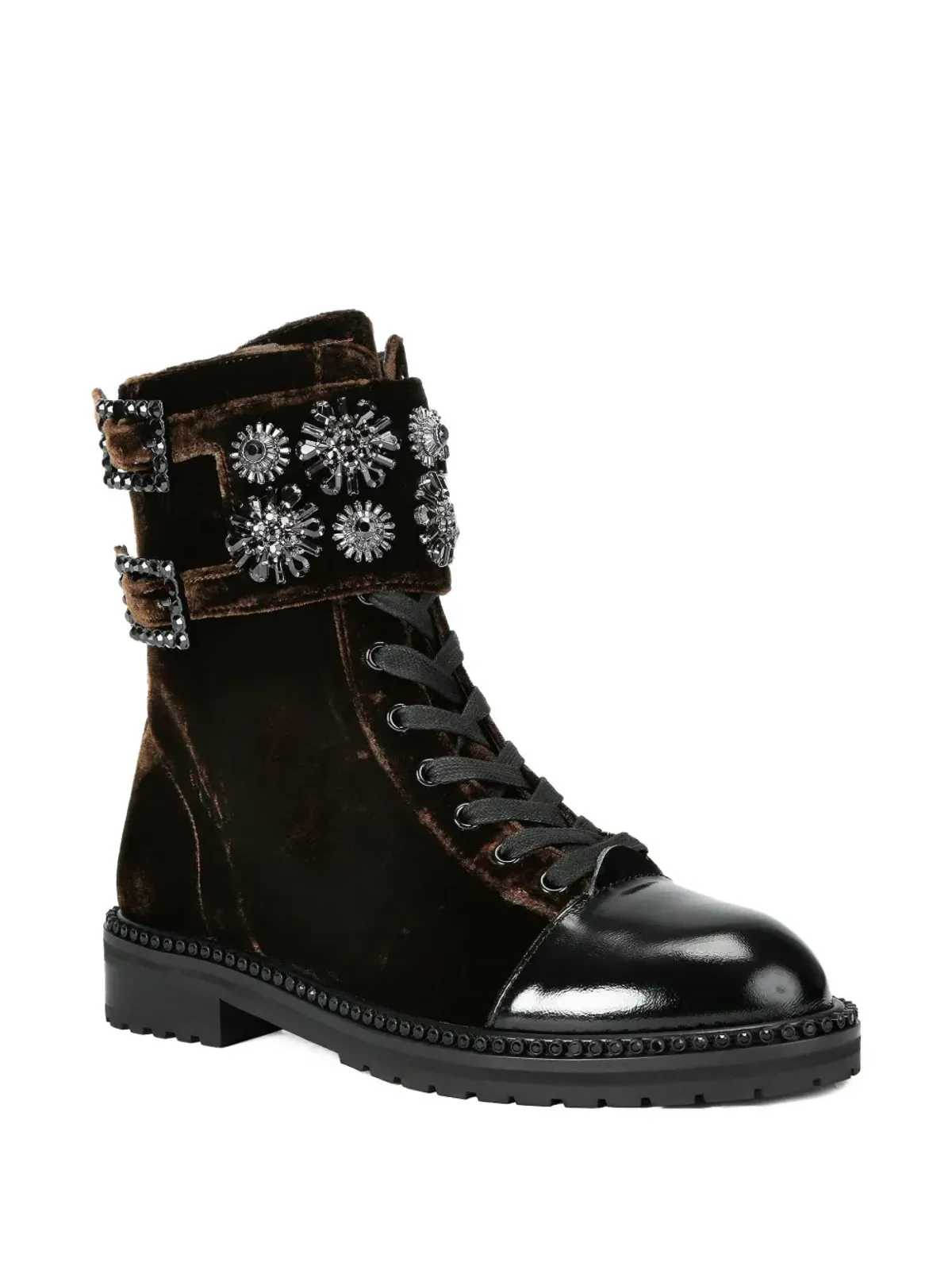 Kurt Geiger London ストゥープ クリスタルフローラル バックル付き コンバットブーツ - 画像2
