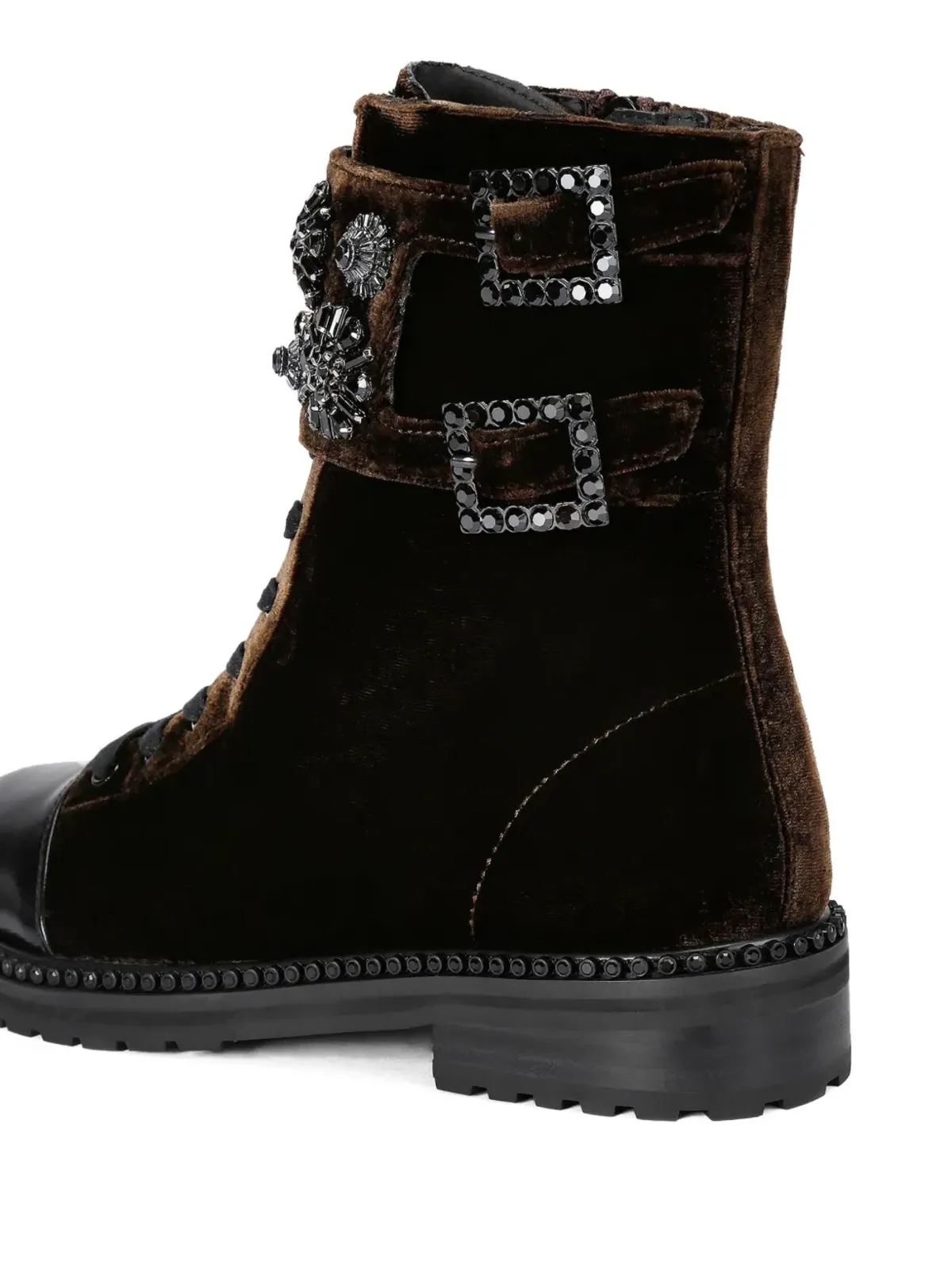 Kurt Geiger London ストゥープ クリスタルフローラル バックル付き コンバットブーツ - 画像4