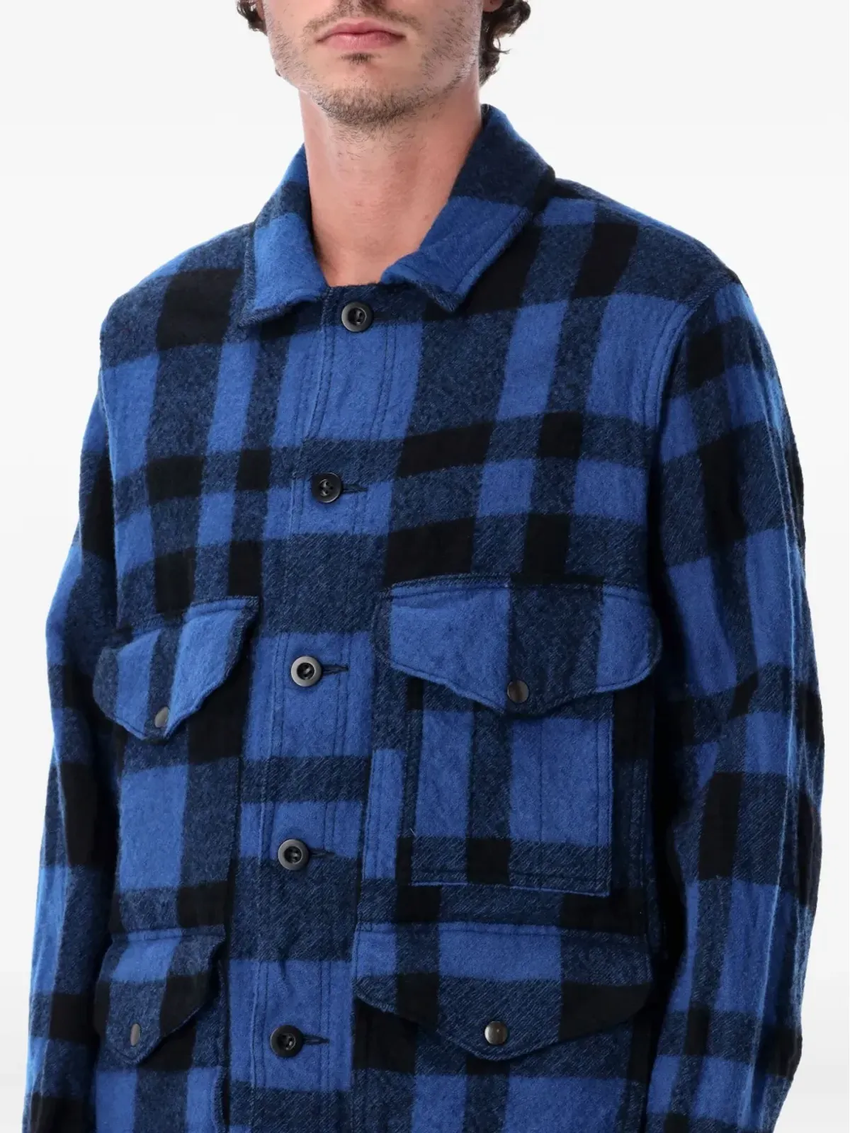 Junya Watanabe MAN チェック柄シャツジャケット - ブルー - 画像3