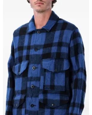 Junya Watanabe MAN チェック柄シャツジャケット - ブルー - サムネイル3