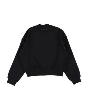 MM6 Maison Margiela Kids フリル付きコットン スウェットシャツ - ブラック - サムネイル2