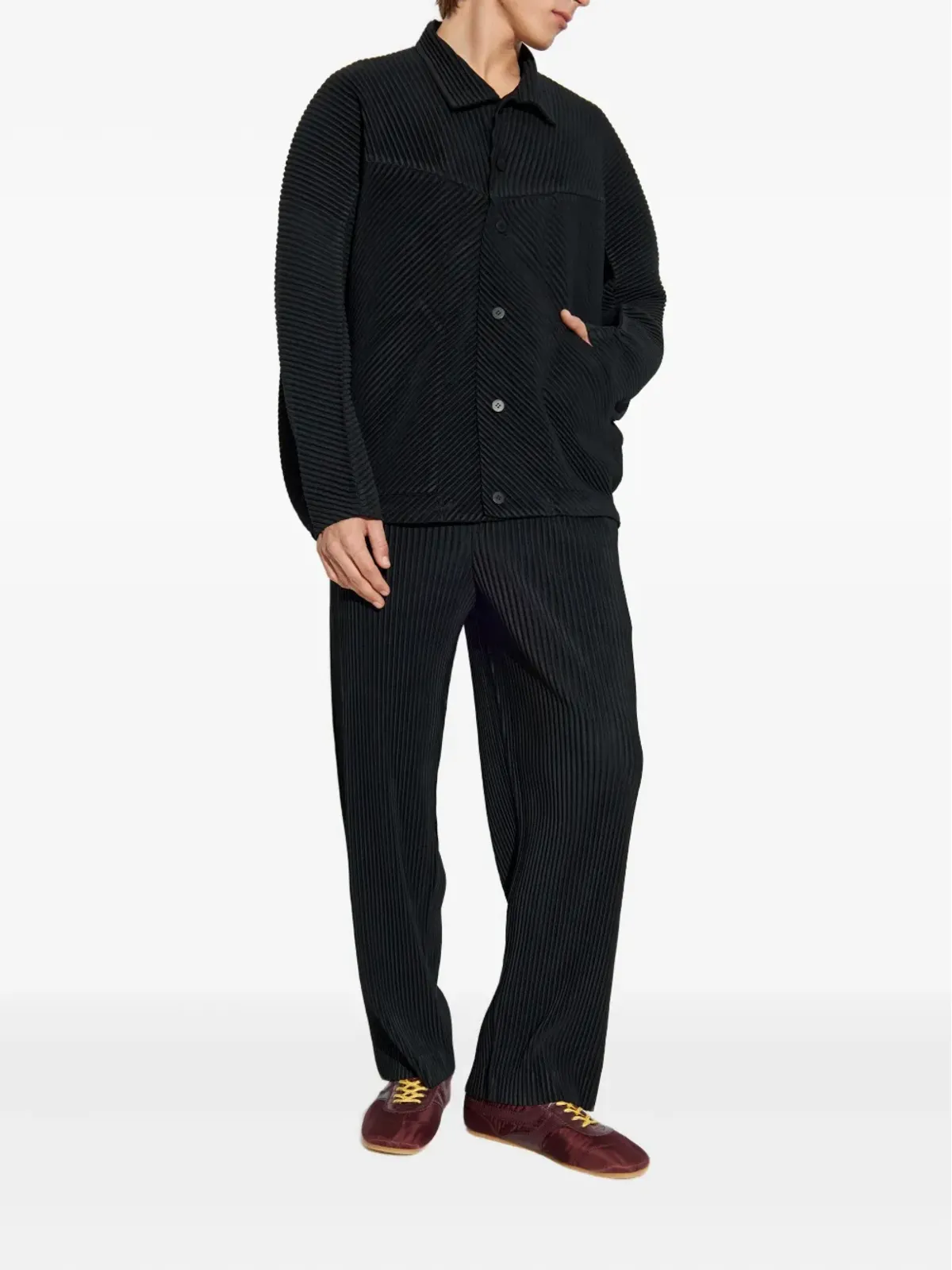 Homme Plissé Issey Miyake Monthly Colors: September plissé buttoned overshirt - Black - 画像2
