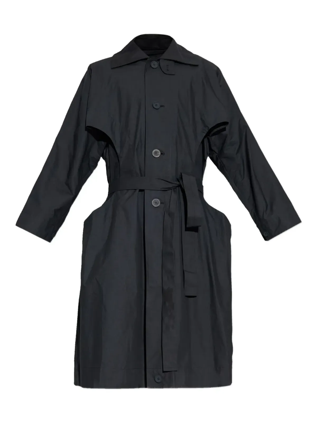 Homme Plissé Issey Miyake Cavity belted buttoned coat - 画像1