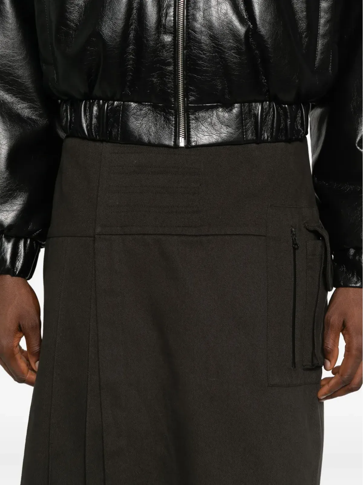 NotRainProof pleat-detail kilt - Brown - 画像5