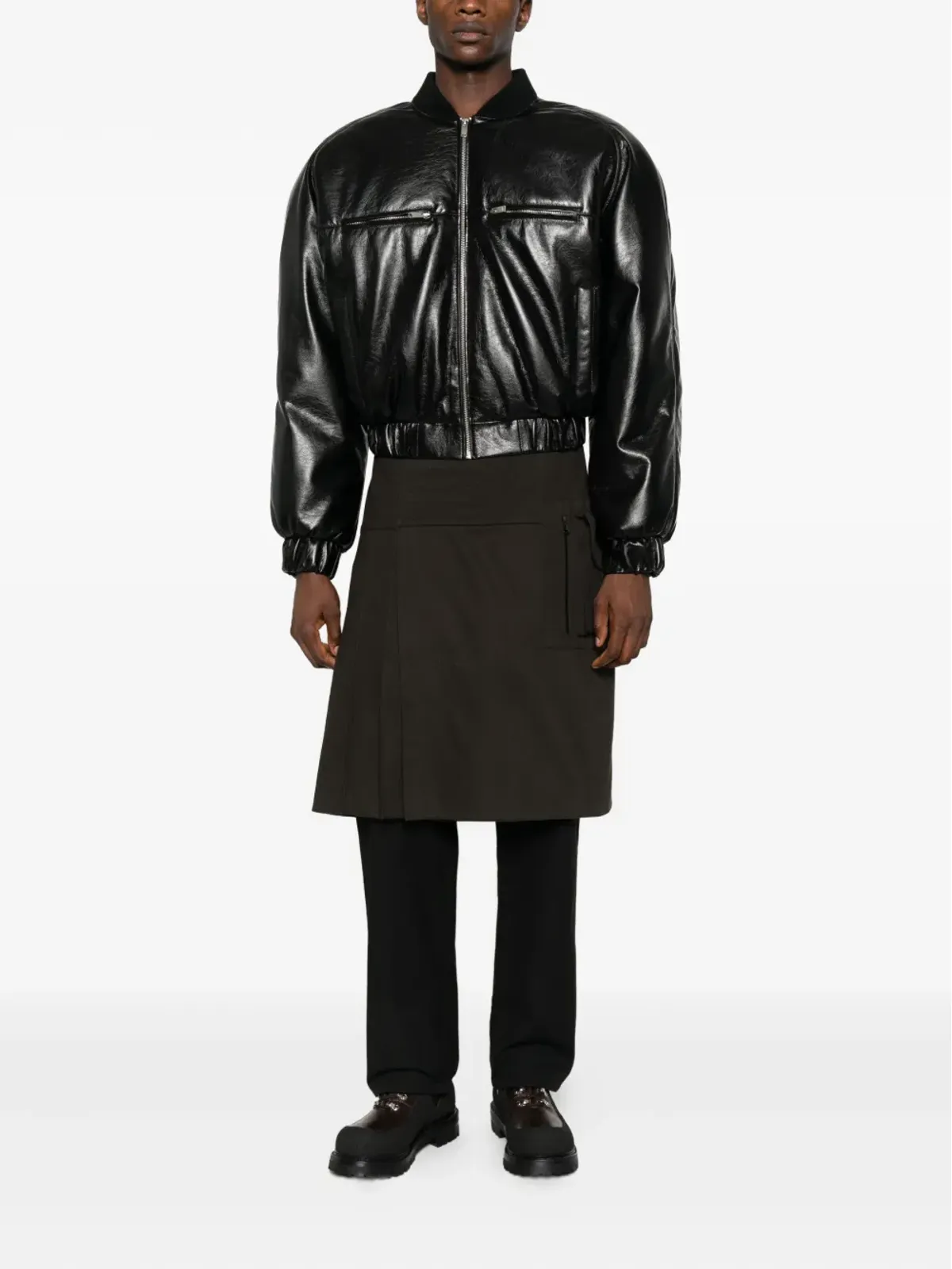 NotRainProof pleat-detail kilt - Brown - 画像2