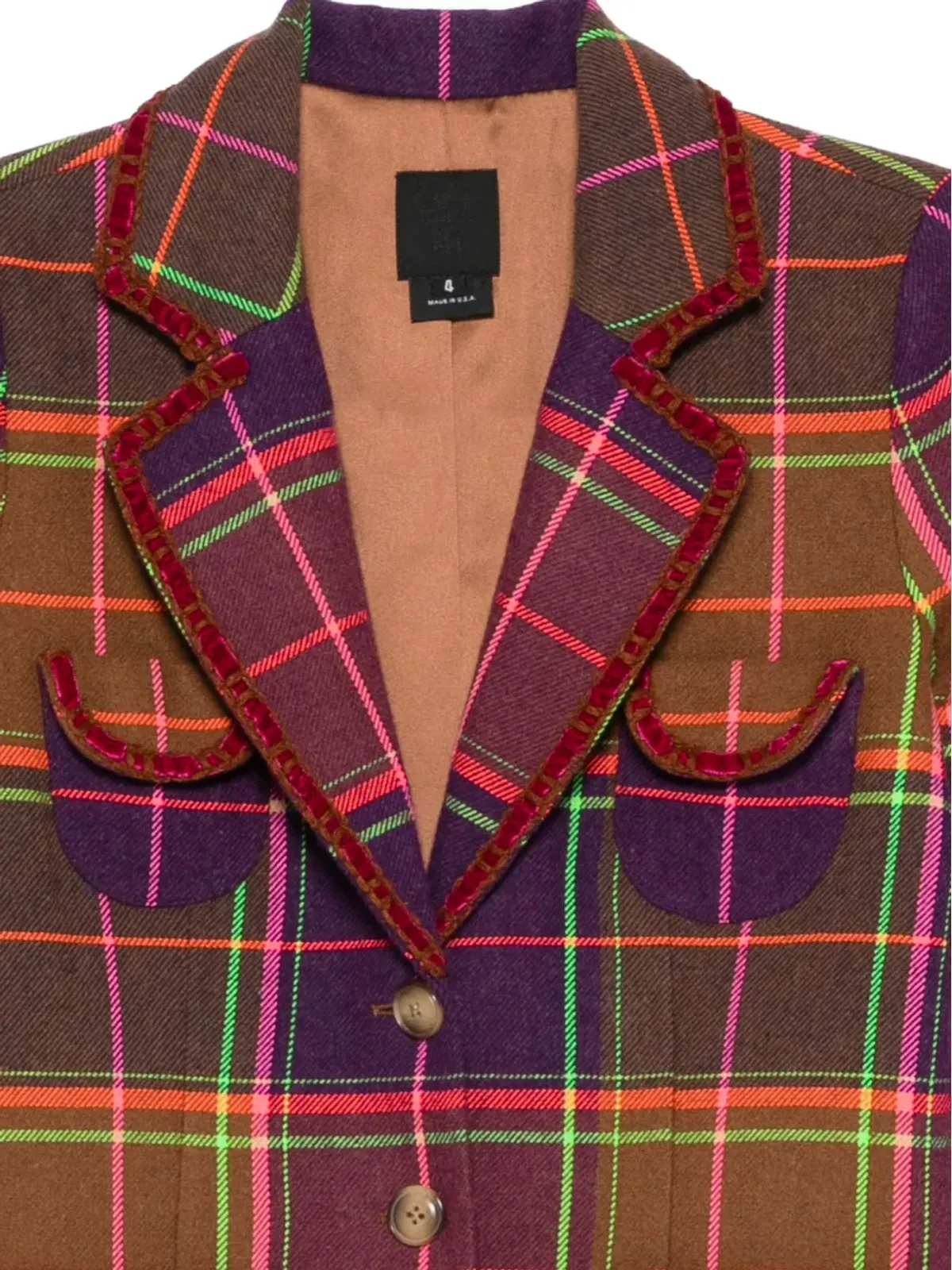 Anna Sui チェック柄ジャケット - 画像3
