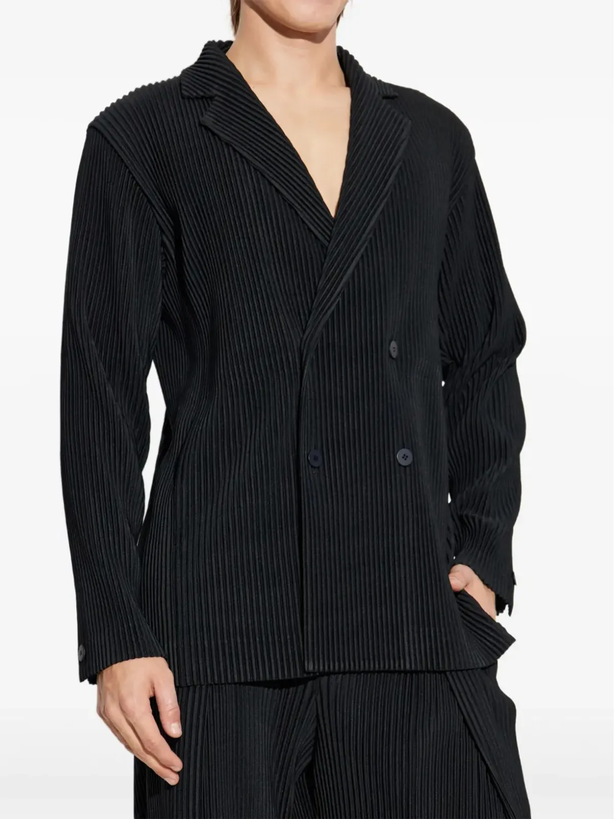 Homme Plissé Issey Miyake プリッセ ダブルブレストブレザー - 画像3
