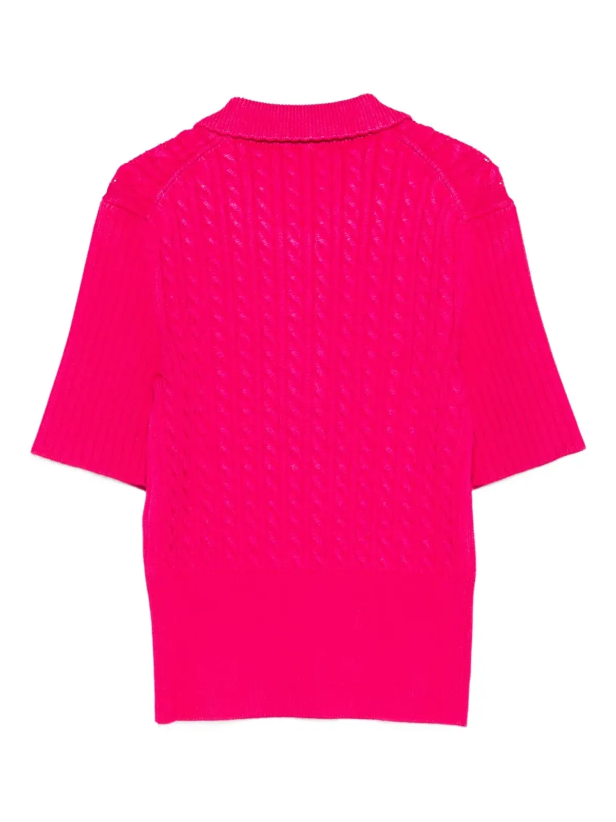 Lacoste ケーブルニット ポロトップ ピンク - 画像2