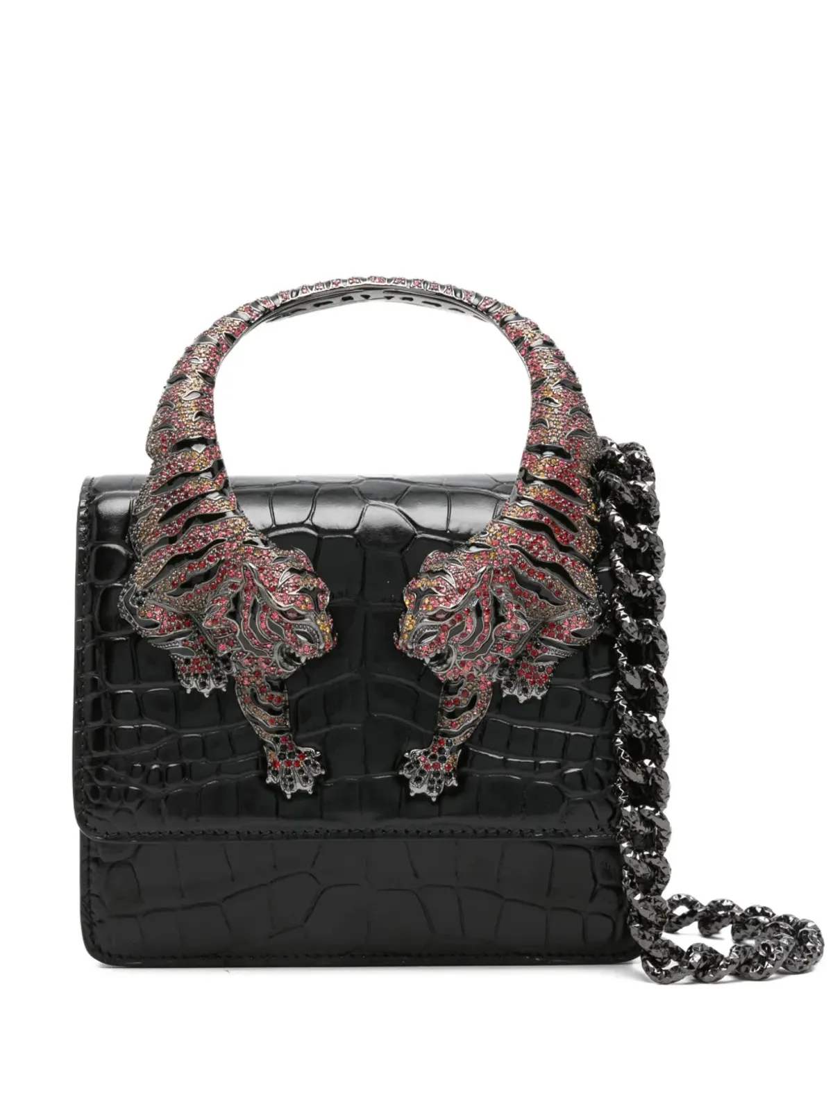 Roberto Cavalli タイガー装飾ショルダーバッグ - ブラック - 画像1
