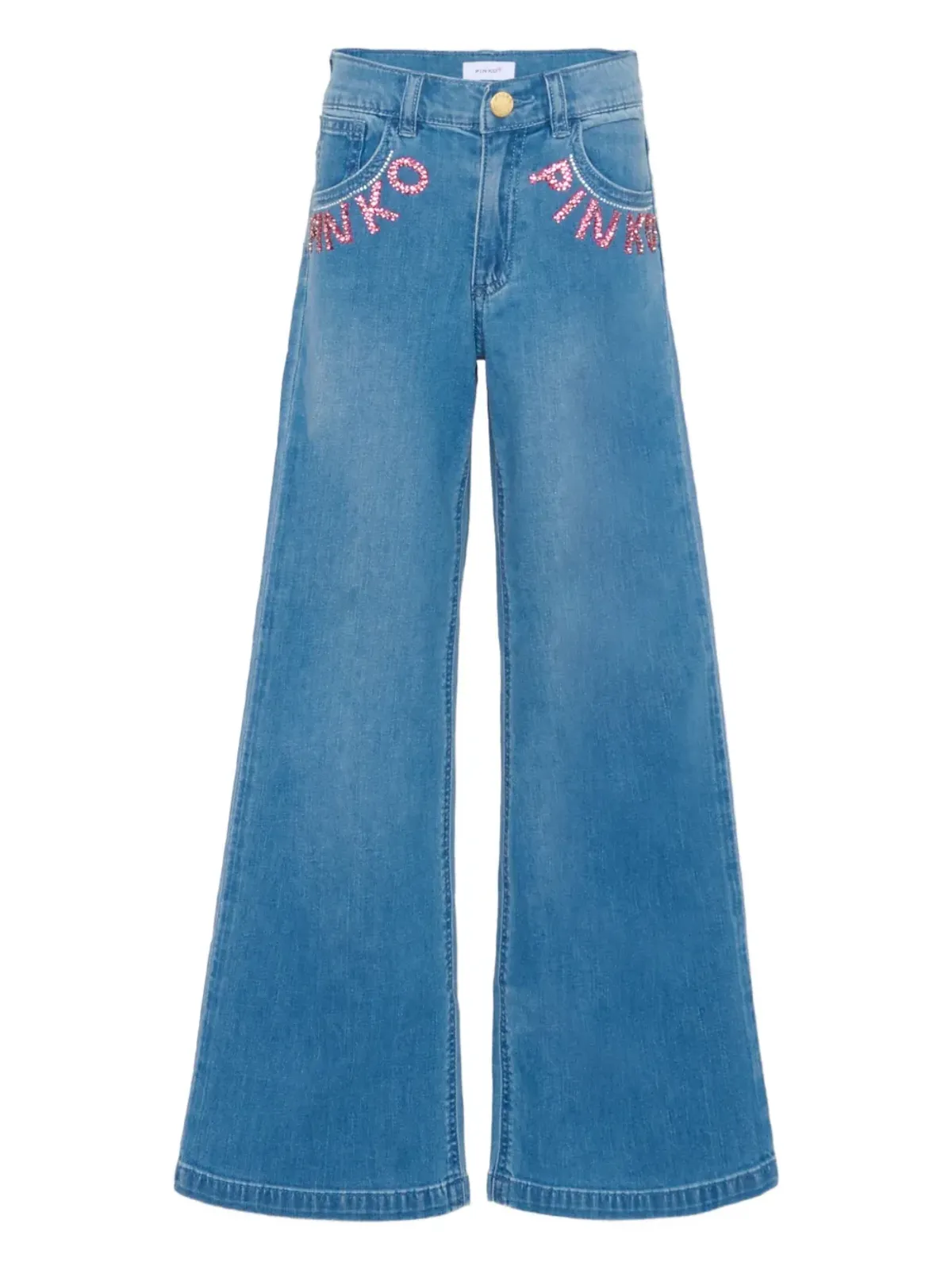 Pinko Kids スパンコール裝飾入りワイドジーンズ - 画像1