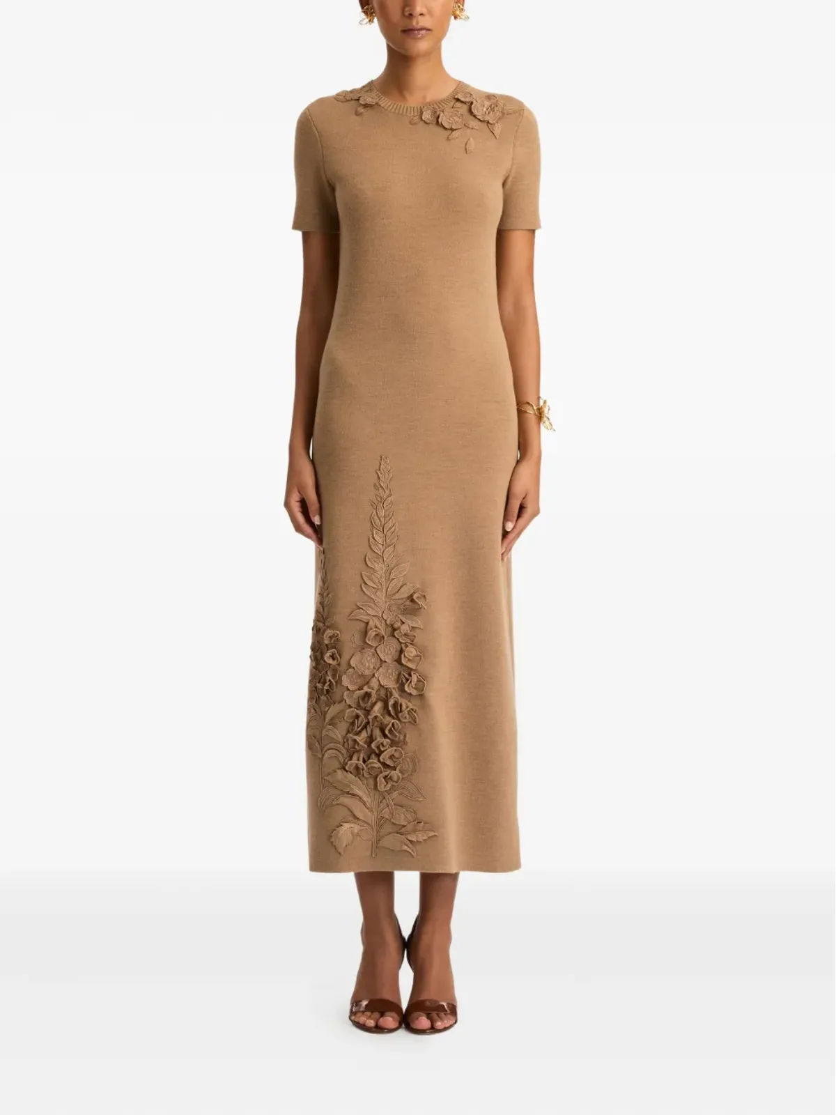 Oscar de la Renta フォックスグローブ刺繍ドレス - 画像2