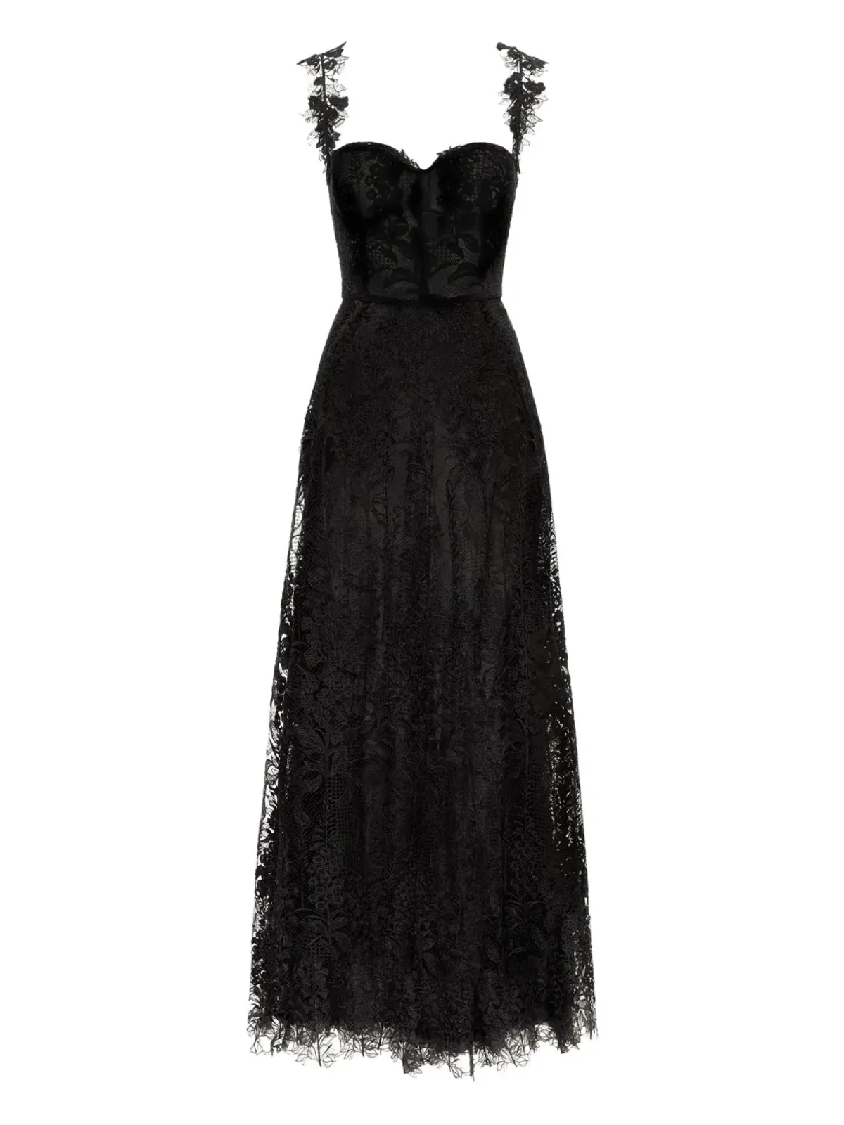 Oscar de la Renta フォックスグローブギピュールドレス ブラック - 画像1