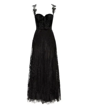 Oscar de la Renta フォックスグローブギピュールドレス ブラック - サムネイル1
