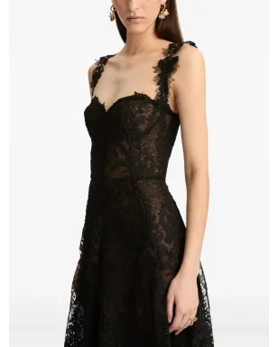 Oscar de la Renta フォックスグローブギピュールドレス ブラック - サムネイル5