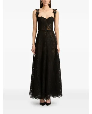 Oscar de la Renta フォックスグローブギピュールドレス ブラック - サムネイル2