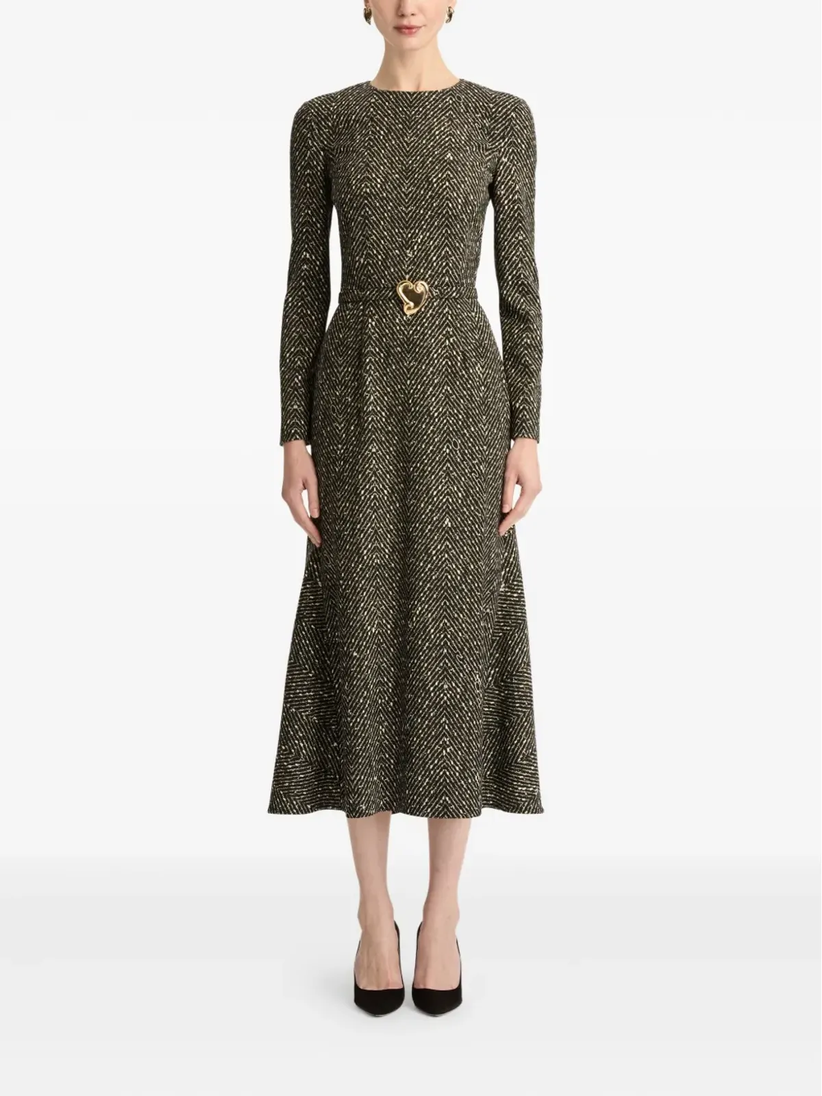 Oscar de la Renta ハートベルト付きミディドレス - 画像2