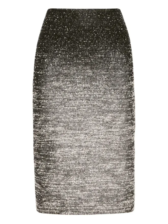 Oscar de la Renta Oscar de la Renta ombré-effect bouclé midi skirt - Blackの商品画像
