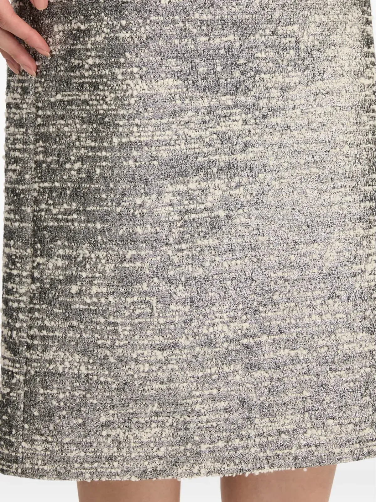 Oscar de la Renta ombré-effect bouclé midi skirt - Black - 画像5