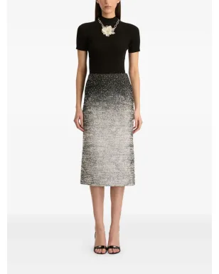 Oscar de la Renta ombré-effect bouclé midi skirt - Black - サムネイル2
