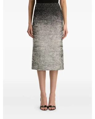 Oscar de la Renta ombré-effect bouclé midi skirt - Black - サムネイル3