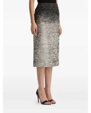 Oscar de la Renta ombré-effect bouclé midi skirt - Black - サムネイル4