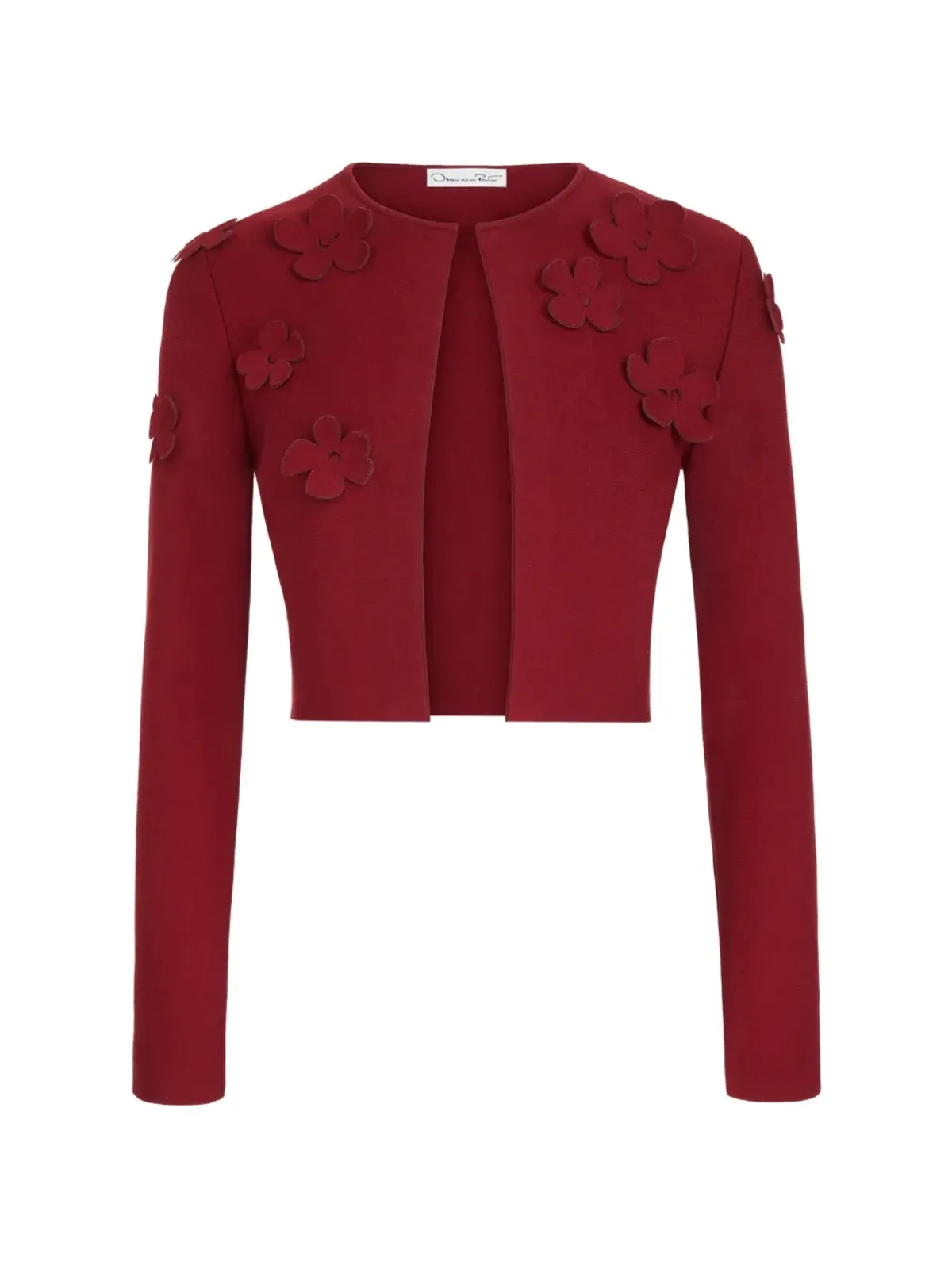 Oscar de la Renta レーザーカット花柄ニットカーディガン - 画像1