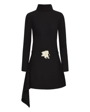 Oscar de la Renta フローラルベルト付きモックネックドレス - サムネイル1