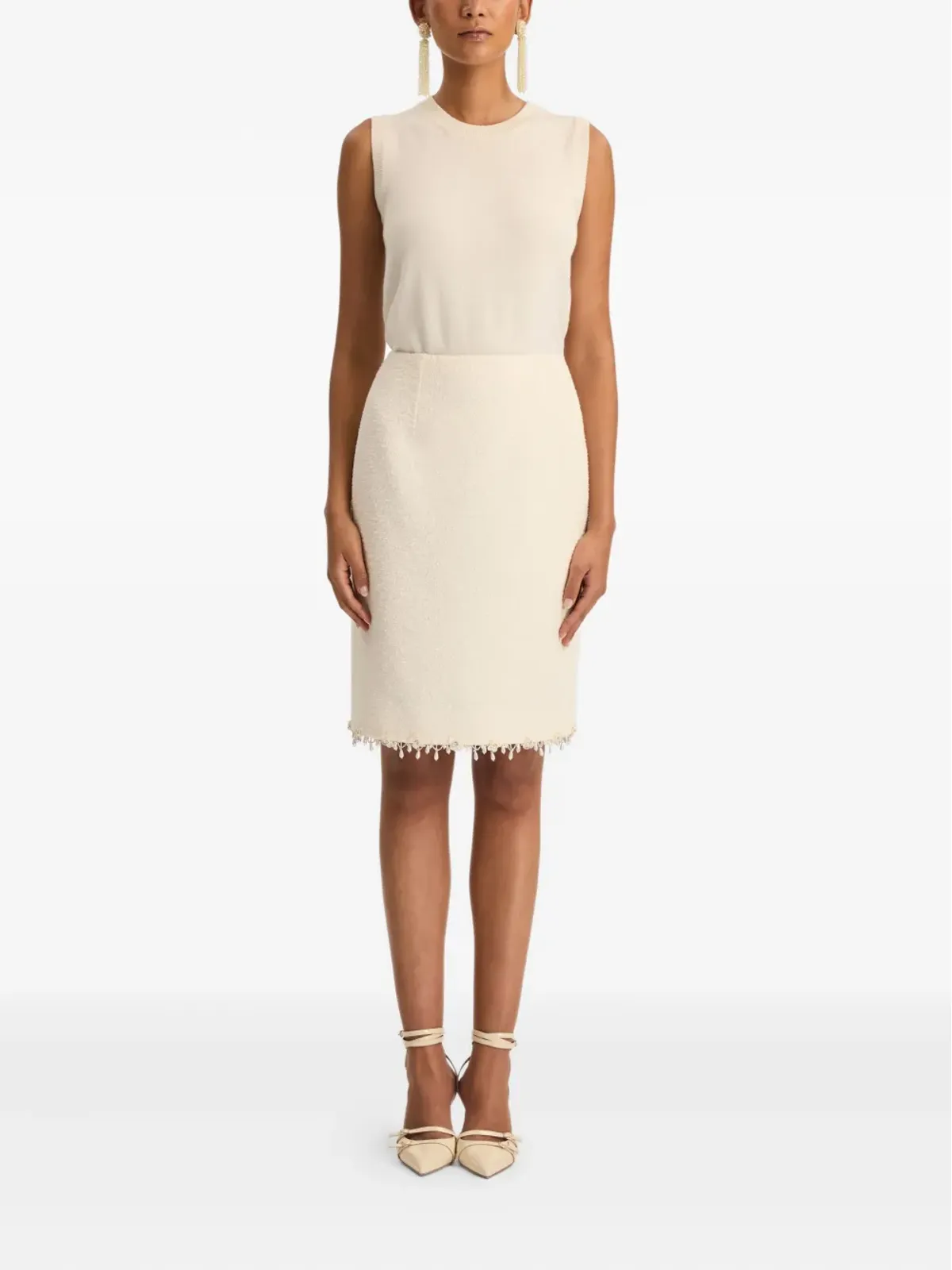 Oscar de la Renta フリンジディテール ミディスカート - 画像2