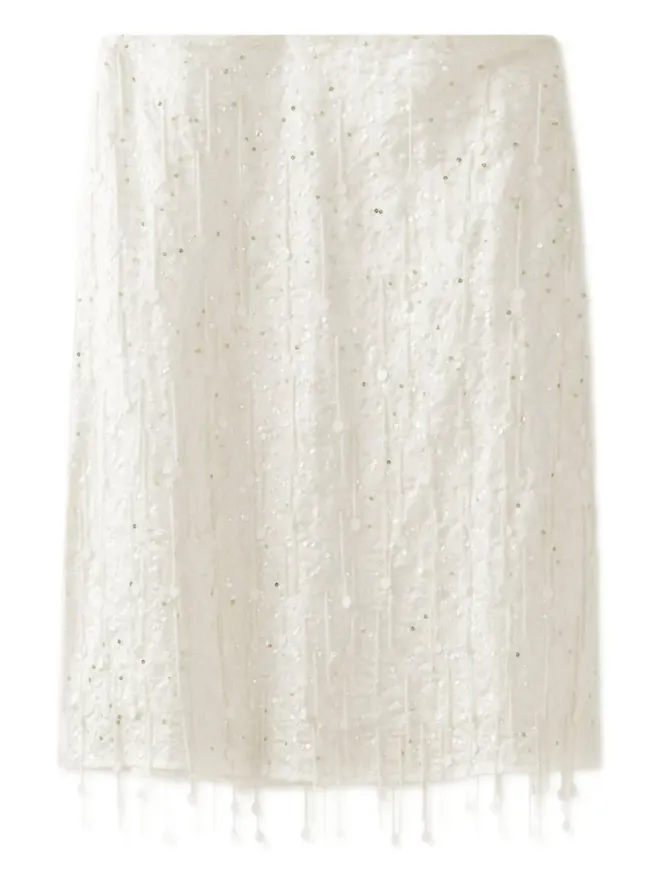 ASTA RESORT Asta Resort Fidan beaded tassel midi skirt - Whiteの商品画像