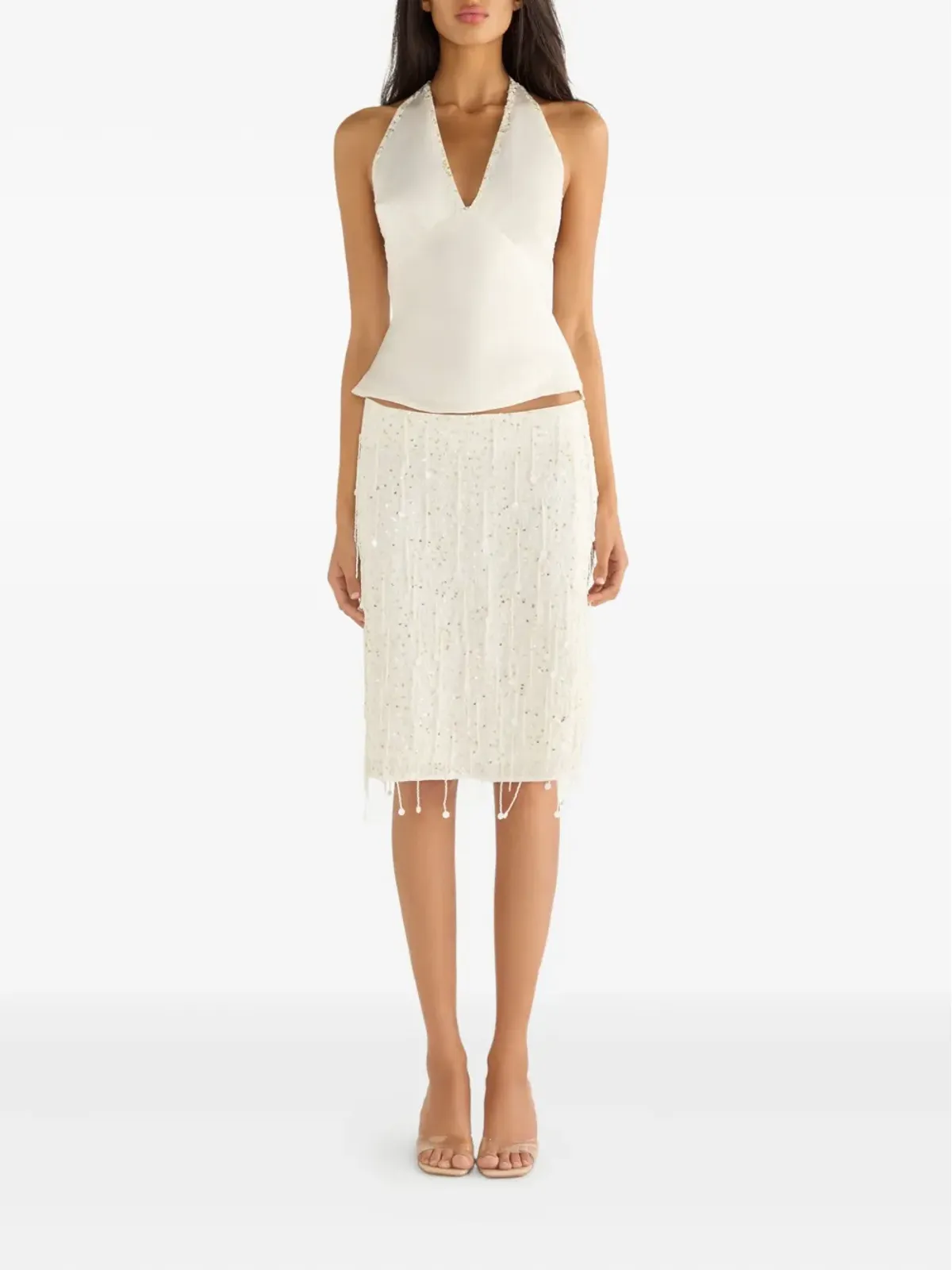 Asta Resort Fidan beaded tassel midi skirt - White - 画像2