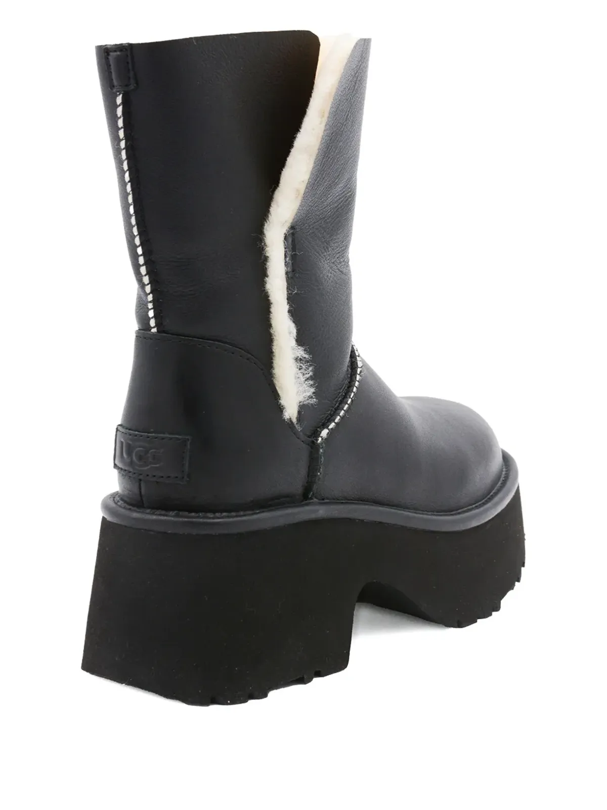 UGG プラットフォームファー付きレザーブーツ - 画像4