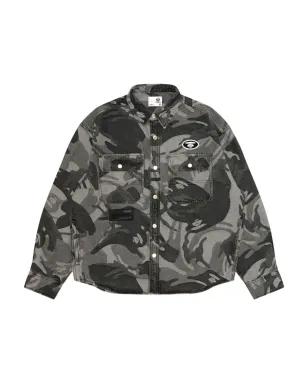 AAPE BY *A BATHING APE® Moonface camouflage patch shirt - Black - サムネイル1