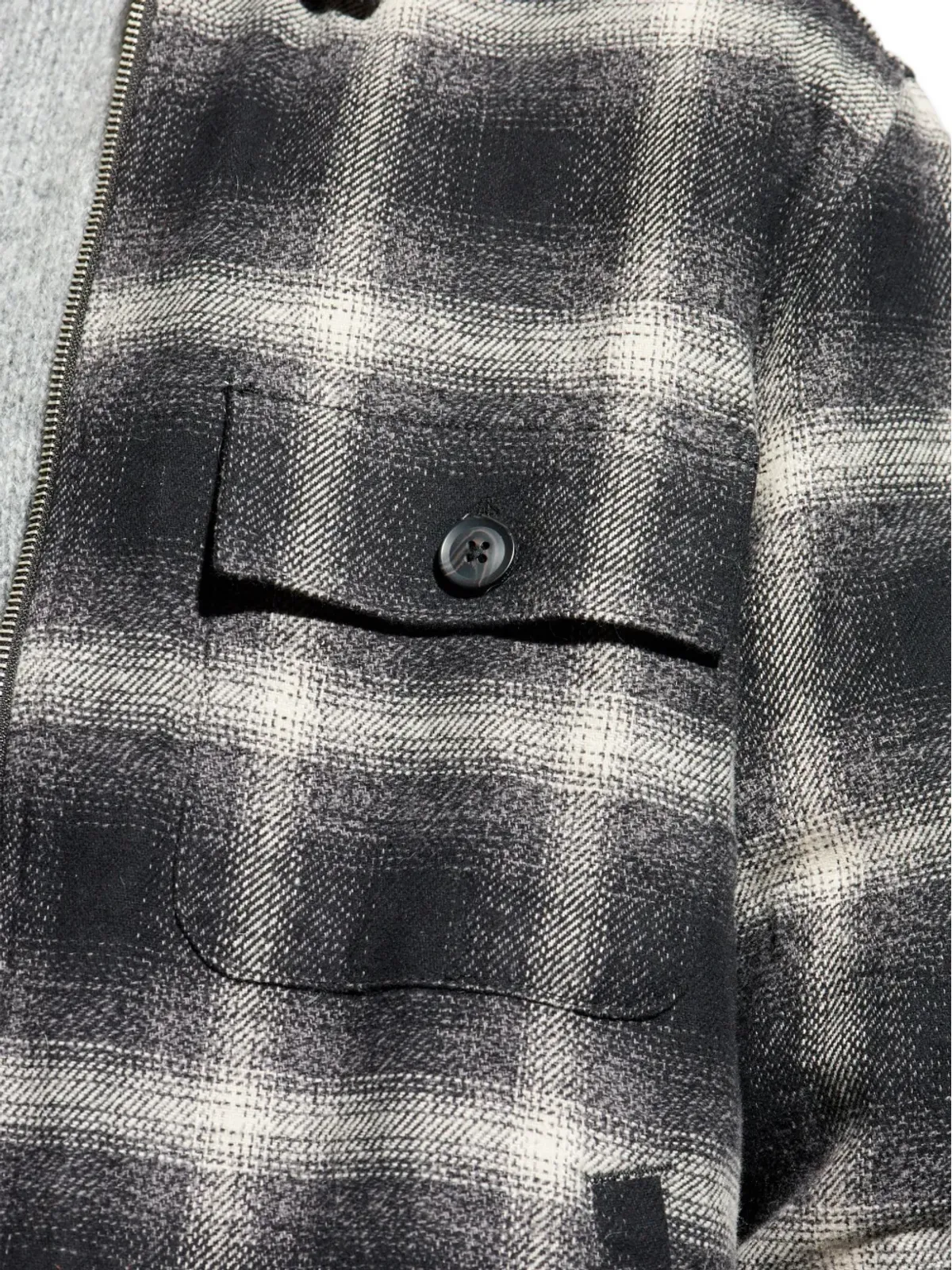 AllSaints ベイオ チェック柄ジップアップオーバーシャツ - 画像5