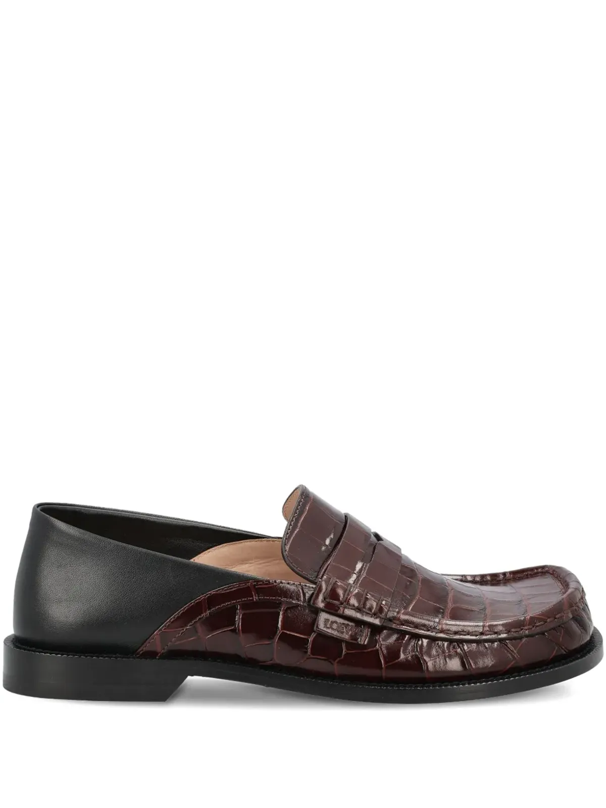 LOEWE Campo crocodile-effect loafers - Brown - 画像1