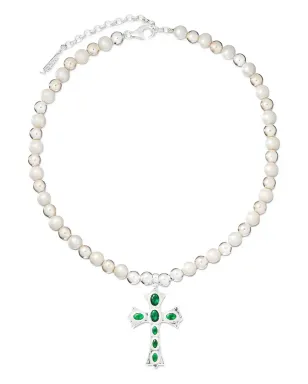 VEERT クロス淡水パール装飾ネックレス - シルバー - サムネイル1