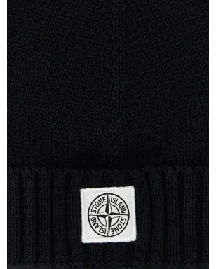 Stone Island Junior リブ編みロゴパッチ ビーニー帽 - サムネイル3