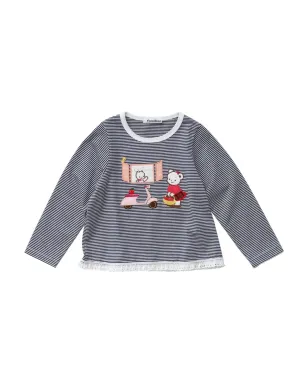 familiar ストライプ柄アップリケTシャツ - サムネイル1