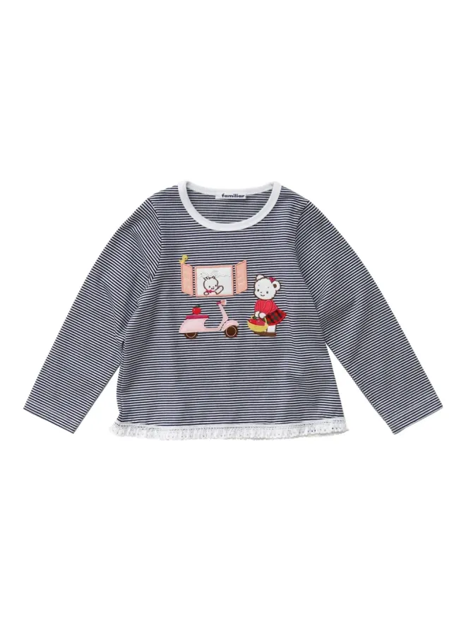 familiar familiar ストライプ柄アップリケTシャツの商品画像
