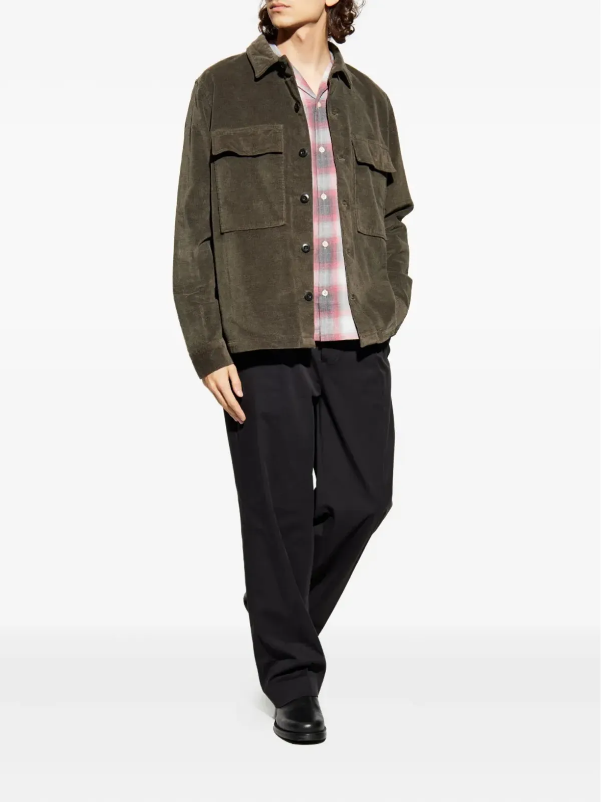 AllSaints シャムズ プラッド ポケットシャツ レッド - 画像2