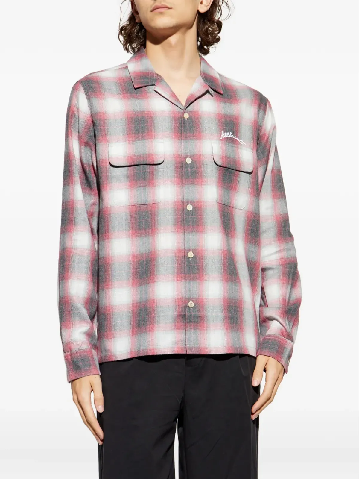 AllSaints シャムズ プラッド ポケットシャツ レッド - 画像3