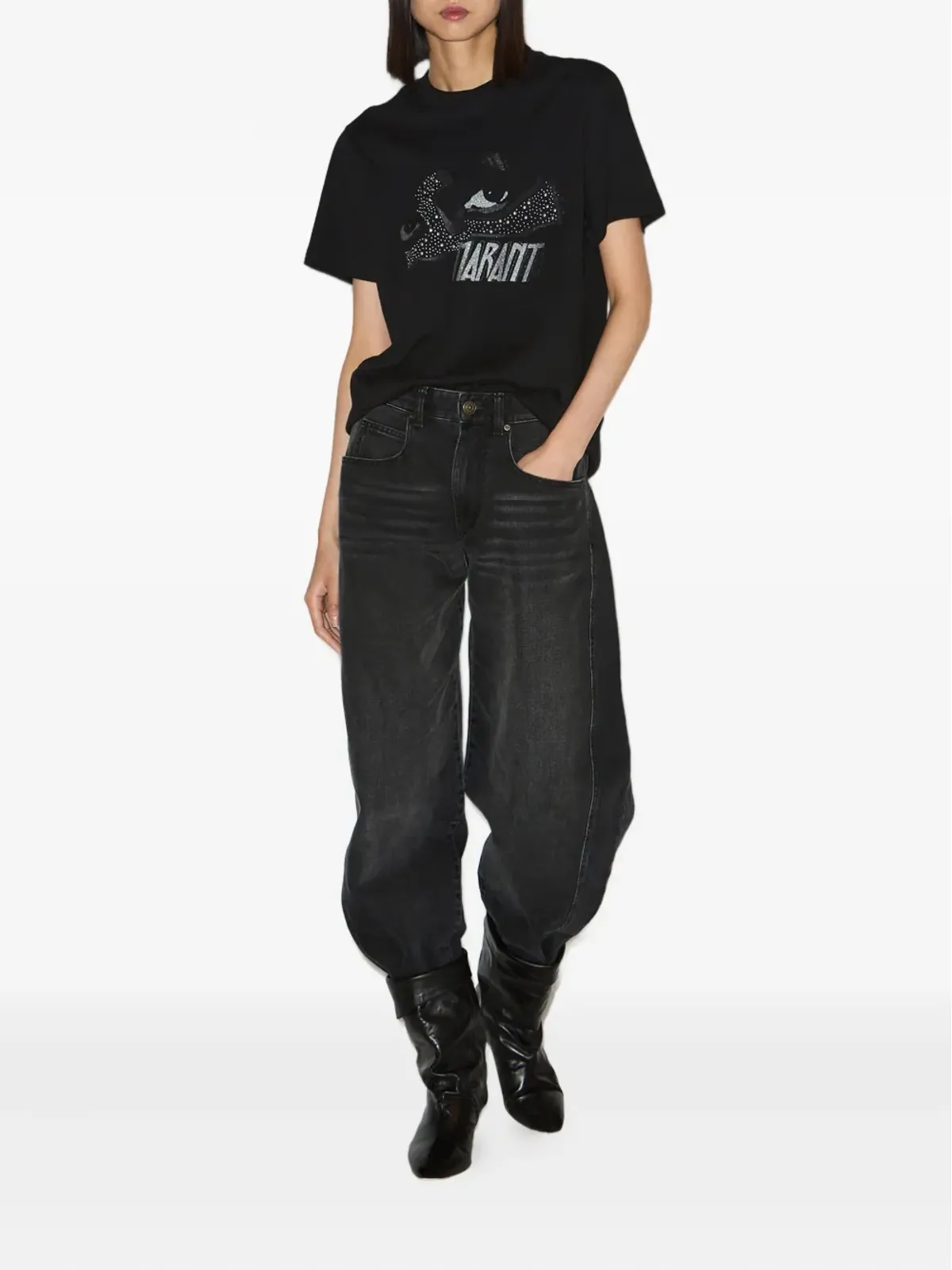 MARANT ÉTOILE Zoeline sequin stud T-shirt - Black - 画像2