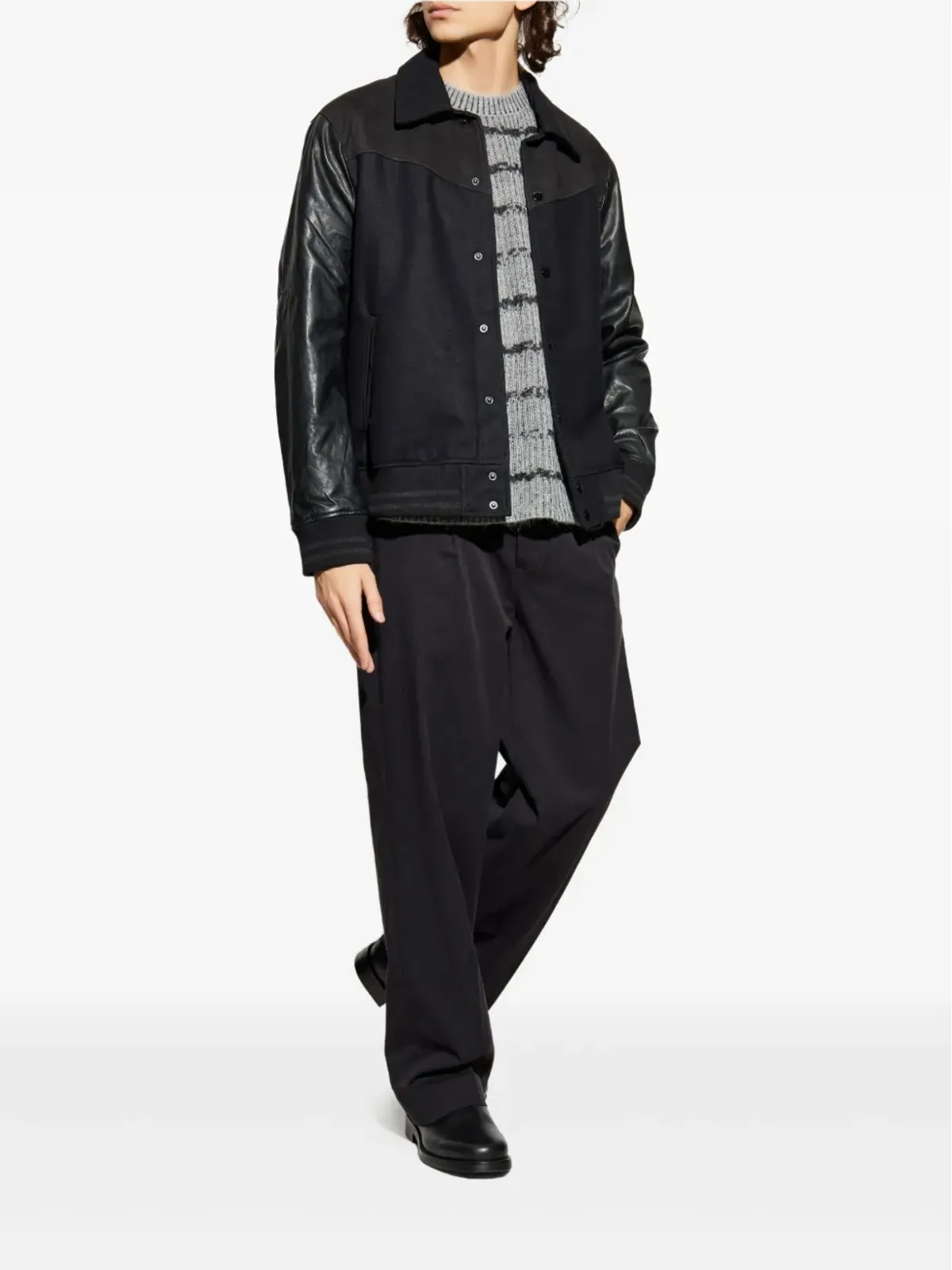 AllSaints ディソルブドストライプセーター（グレー） - 画像2