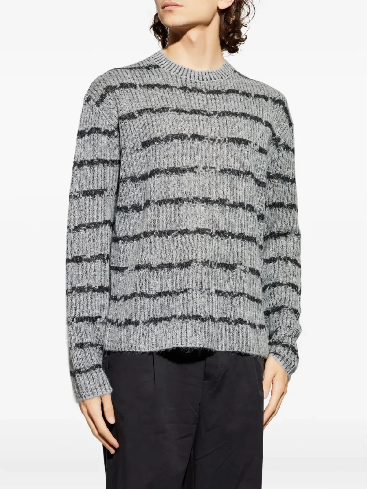 AllSaints ディソルブドストライプセーター（グレー） - 画像3