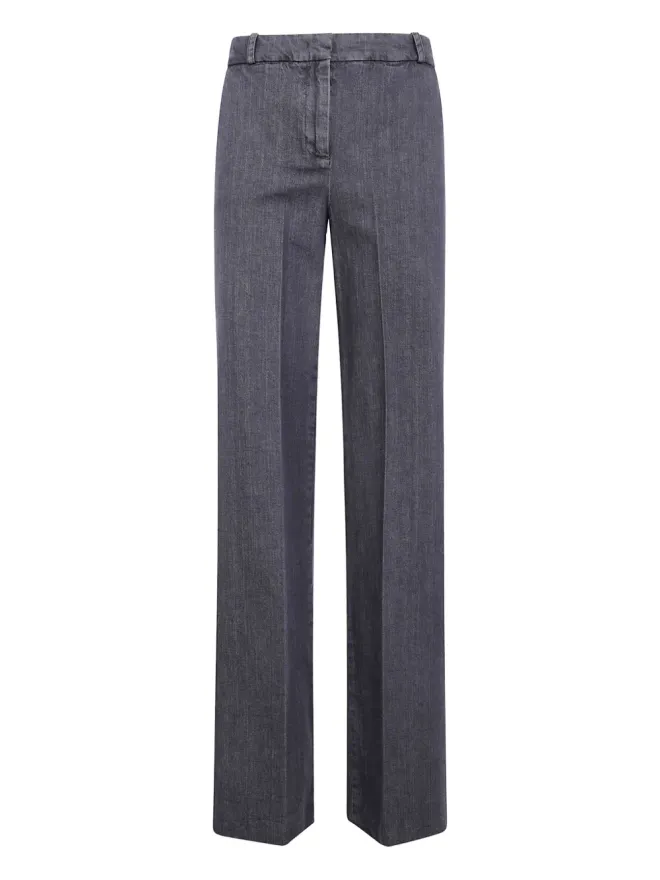 Kiltie Kiltie pressed-crease cotton trousers - Greyの商品画像