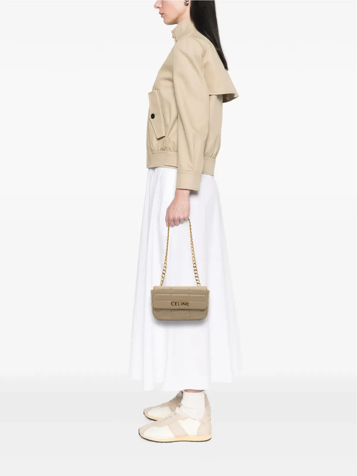 Celine Pre-Owned マテラッセ ゴートスキン モノクローム チェーンショルダーバッグ ブラウン - 画像2
