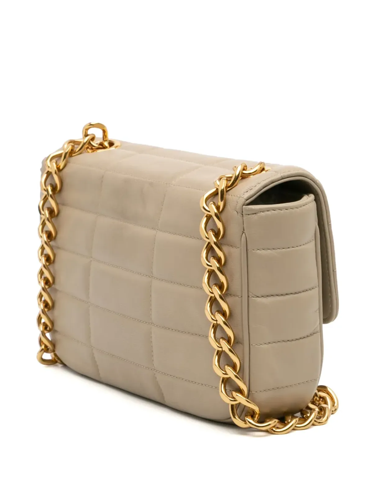 Celine Pre-Owned マテラッセ ゴートスキン モノクローム チェーンショルダーバッグ ブラウン - 画像3