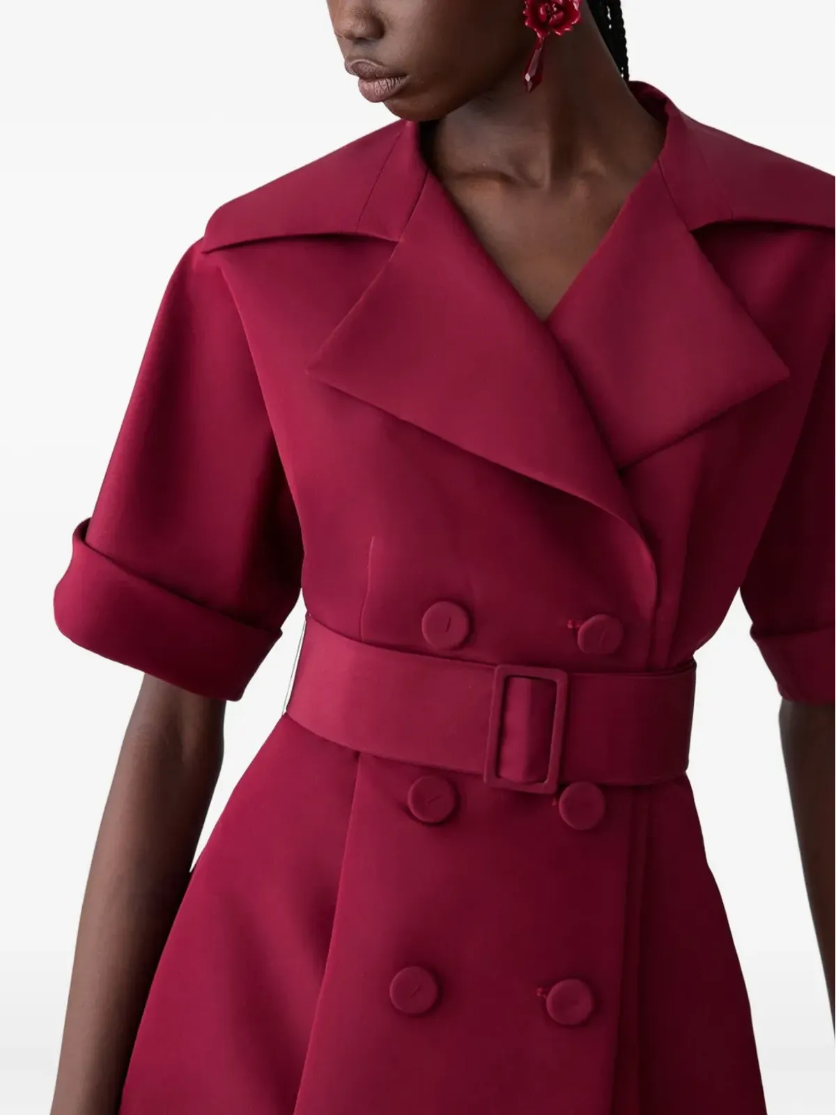 Carolina Herrera ベルト付き半袖マキシドレス - 画像4